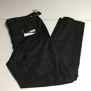 Van Heusen Slim Fit Mens Dress Pants Size 38x32 Black Flat Front NWT Charcoal